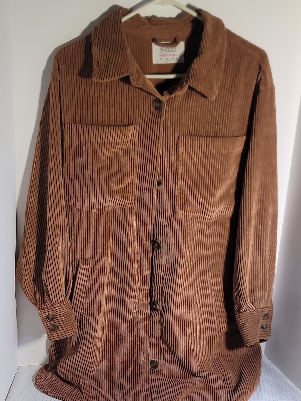 Ashley By 26 International Tan Corduroy Utility Dress